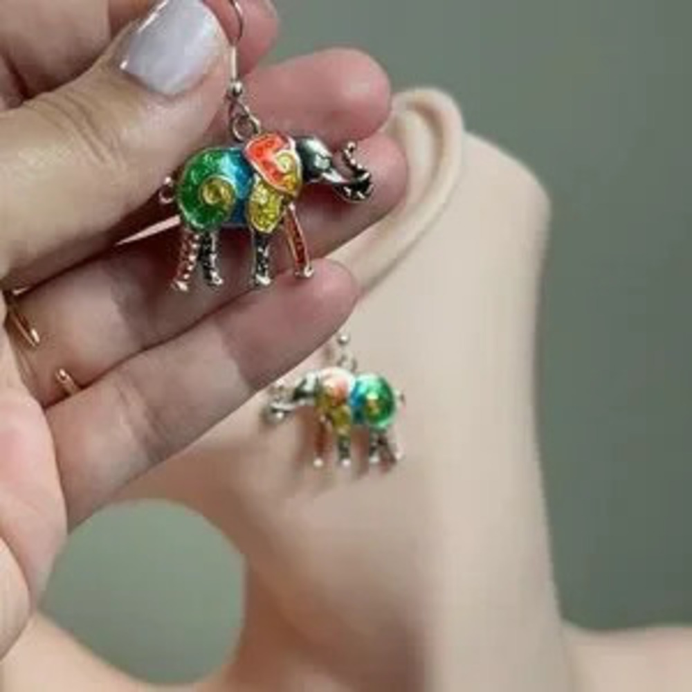 ?? Colorful Elephant Dangle Earrings ?? - Picture 7 of 7